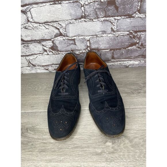 Saks Fifth Ave Blue Suede Leather Wingtip Oxfords Lace Up Shoes Men’s 8M US/41EU - Picture 16 of 16